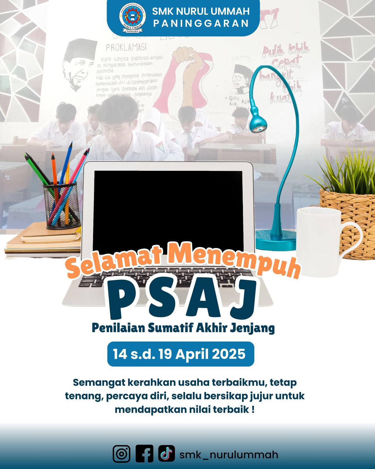 SMK Nurul Ummah Paninggaran Gelar PSAJ: Dorong Siswa Raih Hasil Terbaik dengan Jujur dan Percaya Diri