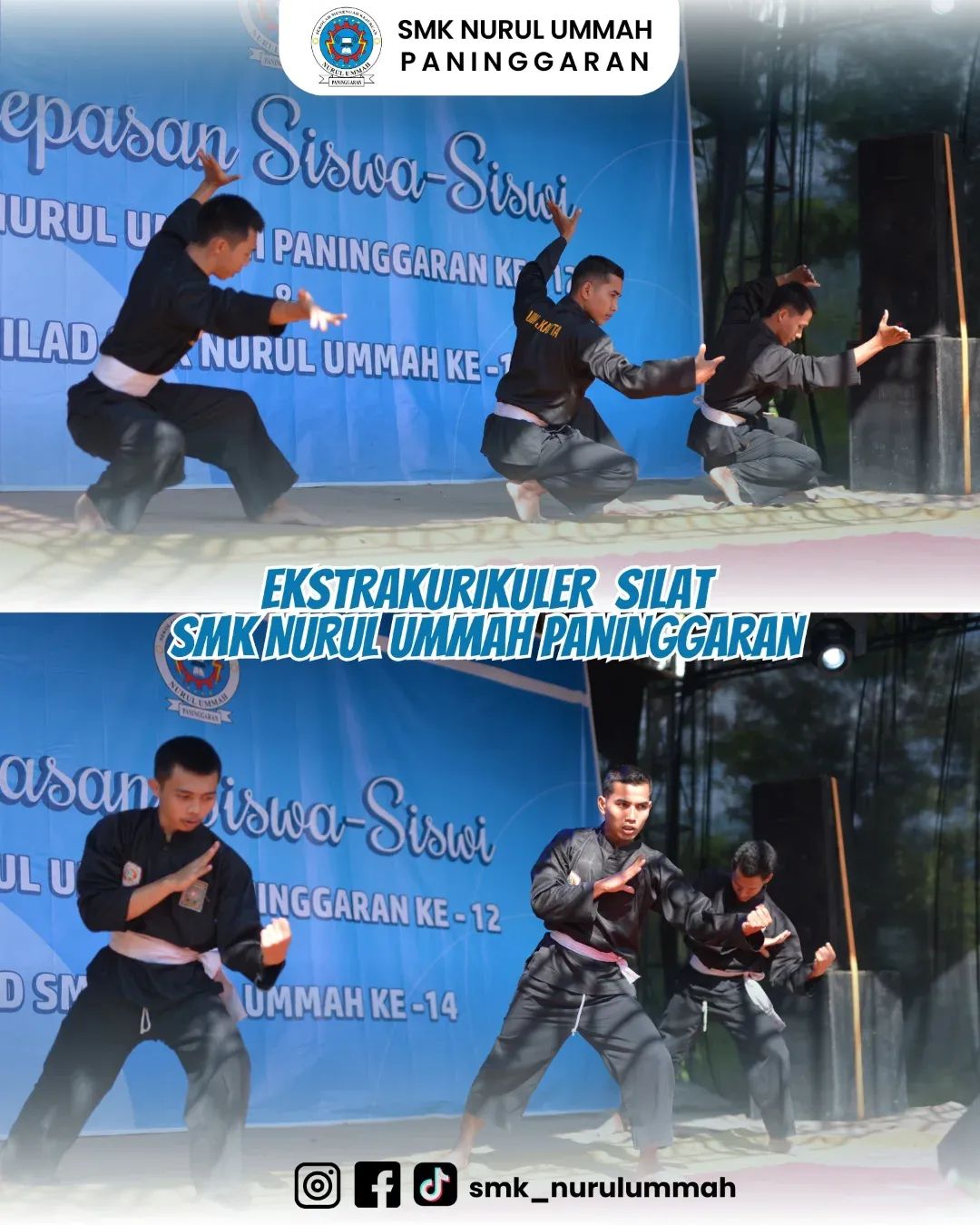 Penampilan Memukau Ekstrakurikuler Silat SMK Nurul Ummah Paninggaran dalam Acara Pelepasan Siswa-Siswi